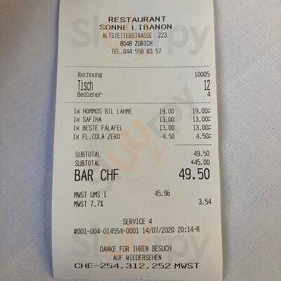 Restaurant Sonne Libanon