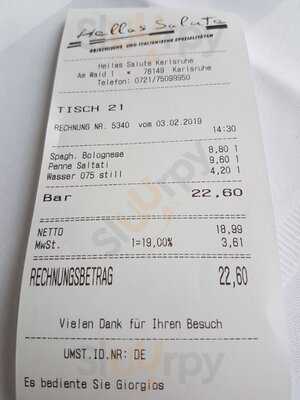 Restaurant Hellas Salute Karlsruhe