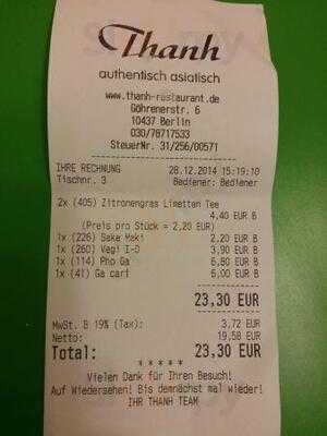 Thanh Restaurant In Berlin