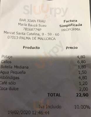 Bar Joan Frau De Palma De Mallorca
