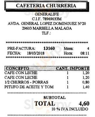 Cafetería Churrería Generalife.