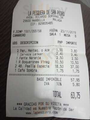 Restaurante La Pesquera De San Pedro
