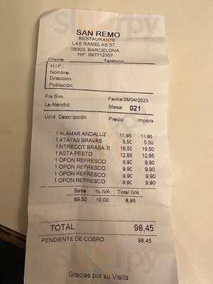 San Remo Restaurant And Pizzaria