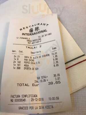 Restaurant International 08002 Barcelona