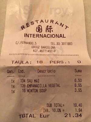 Restaurant International 08002 Barcelona