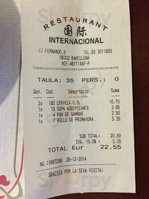Restaurant International 08002 Barcelona