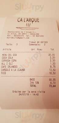 Restaurante Ca L'arque Sl.