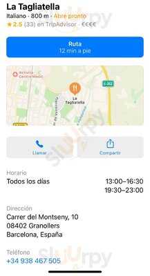 La Tagliatella Ramassar, Granollers