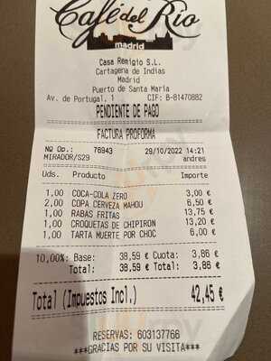 Cafe Del Rio Madrid