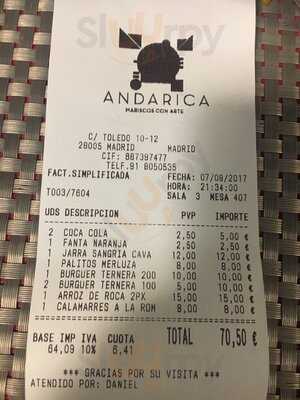 Andarica Mariscos Con Arte