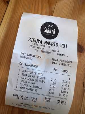 Sibuya Urban Sushi Bar Madrid C/ibiza